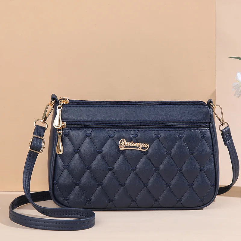small deepblue Color Women’s PU Leather Satchel Handbag With Fur Charm