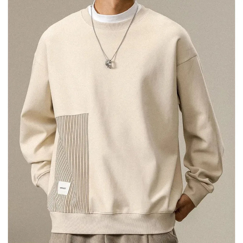 Unisex Patchwork Knit Sweatshirt – Casual Loose Fit