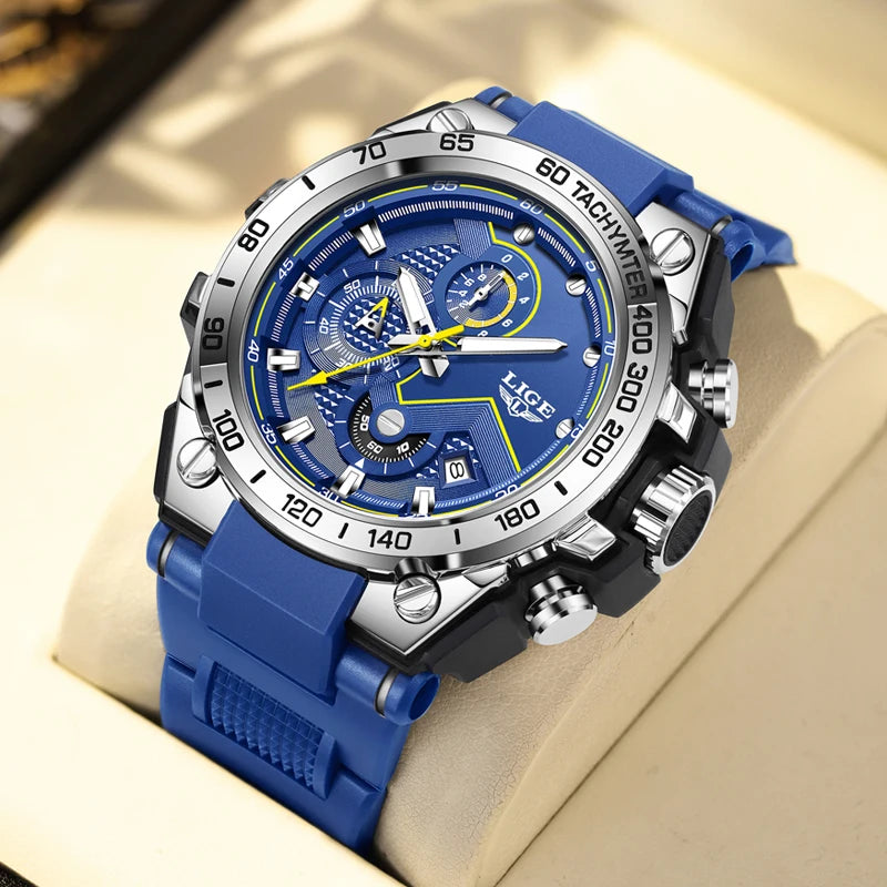 Blue Color Men’s Military Sports Watch Quartz With Rubber Strap