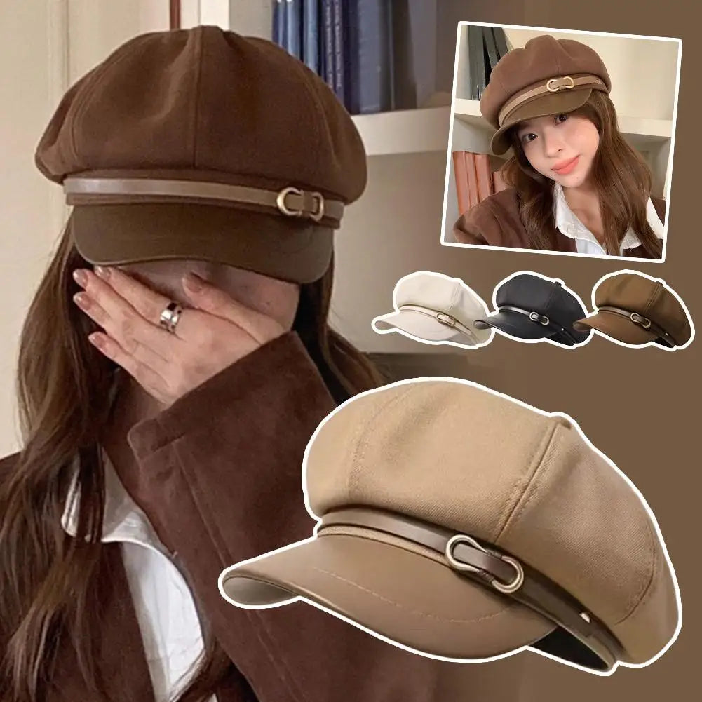 Women’s Retro Octagonal Beret Cap for Spring and Autumn