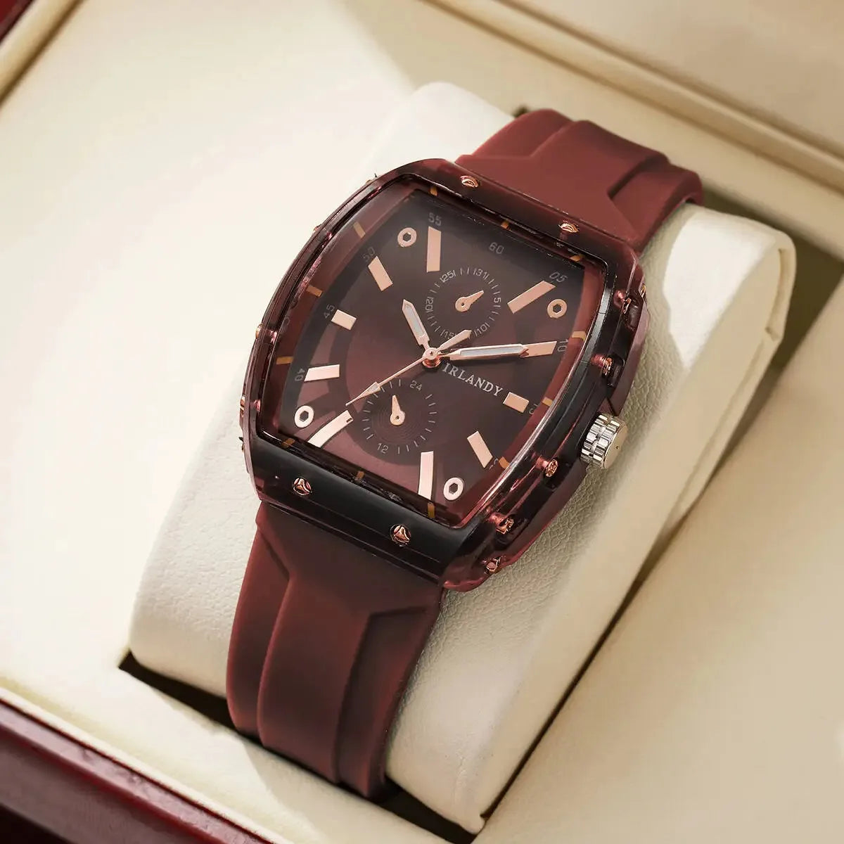 Brown Without Box Color Women’s Silicone Quartz Watch With Casual Arabic Dial