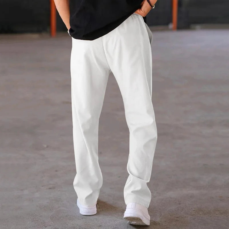 Men's Loose Straight Pants With Drawstring Waist