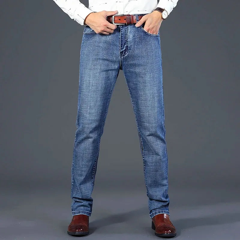 Men's Slim Straight Stretch Jeans Classic Blue Black