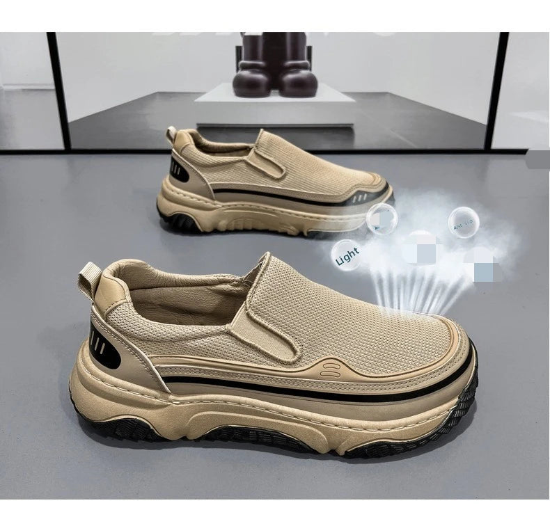 Men's Breathable Mesh Loafers – Thick Sole Casual Shoes