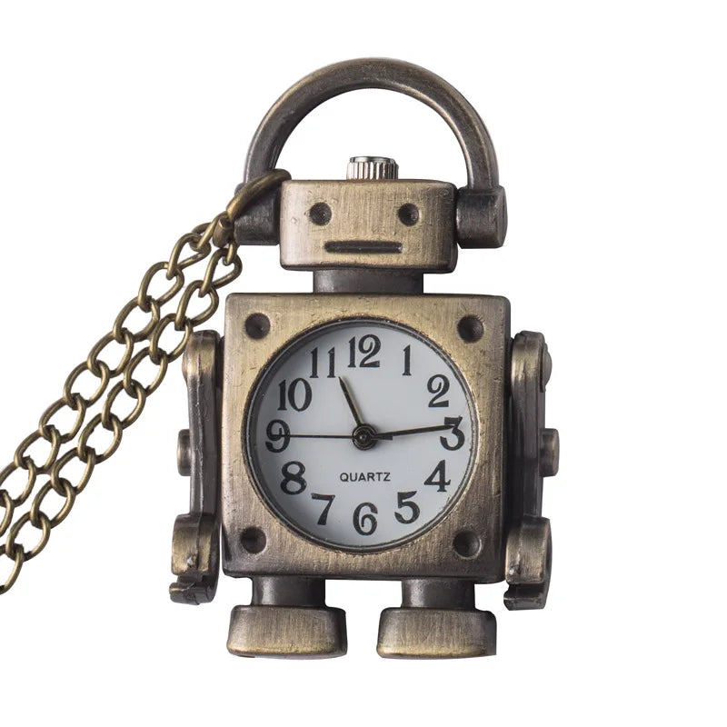 Vintage Robot Pocket Watch Pendant – Quartz Arabic Dial