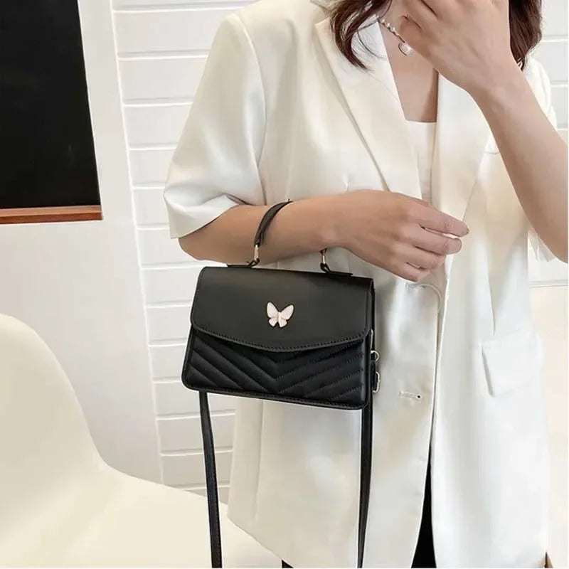 Women’s PU Crossbody Shoulder Bag With Butterfly Detail
