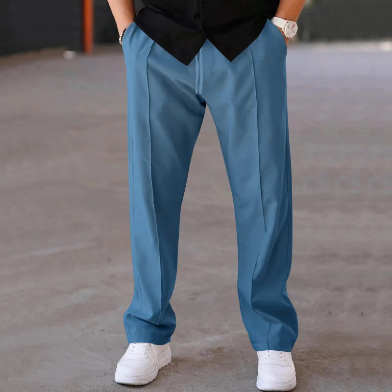 Men's Loose Straight Pants With Drawstring Waist