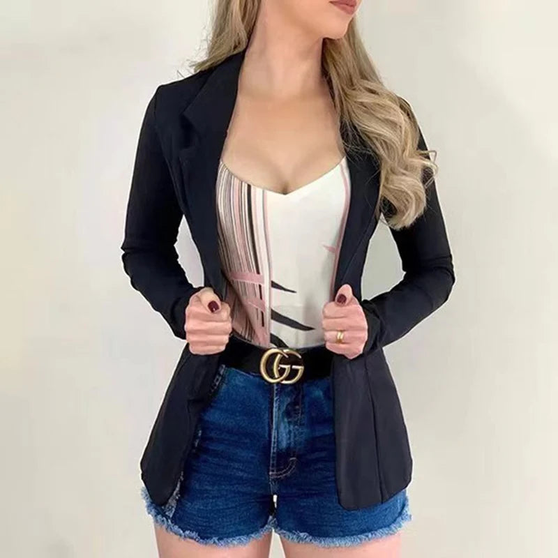 Women’s Office Blazer Jacket – Slim Fit With Pockets