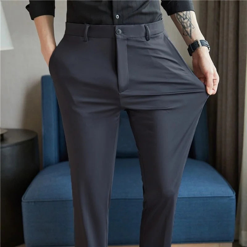 dark grey Color Men's Lightweight Stretch Straight Summer Pants