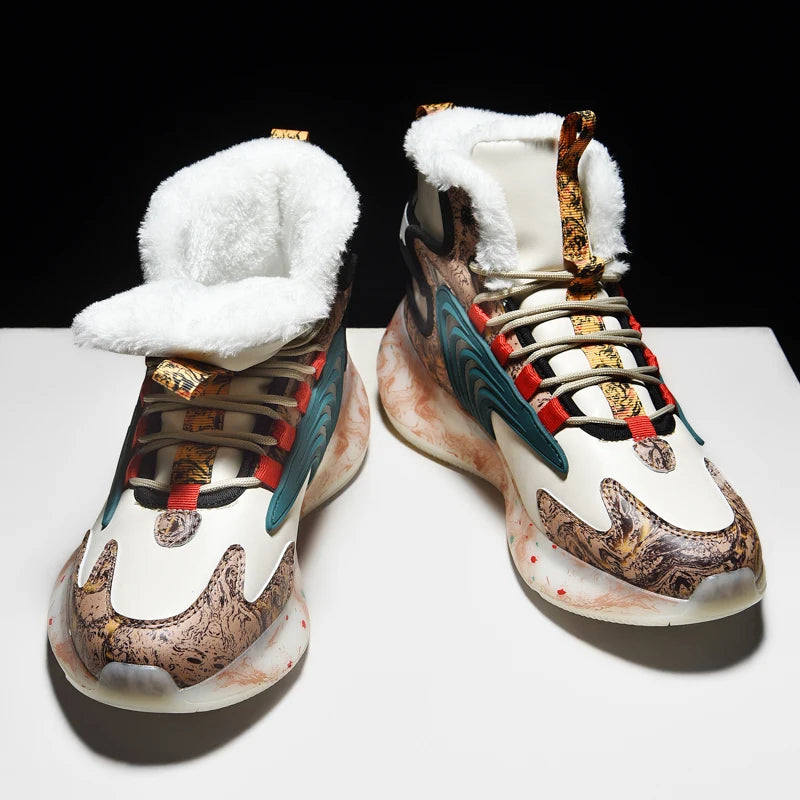 Men’s Winter Plush Work Boots With Lace-Up Design