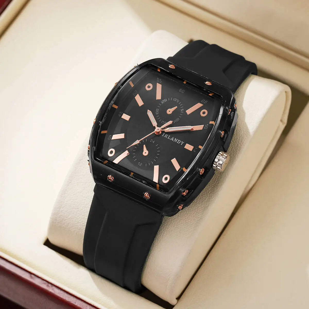 Black Without Box Color Women’s Silicone Quartz Watch With Casual Arabic Dial