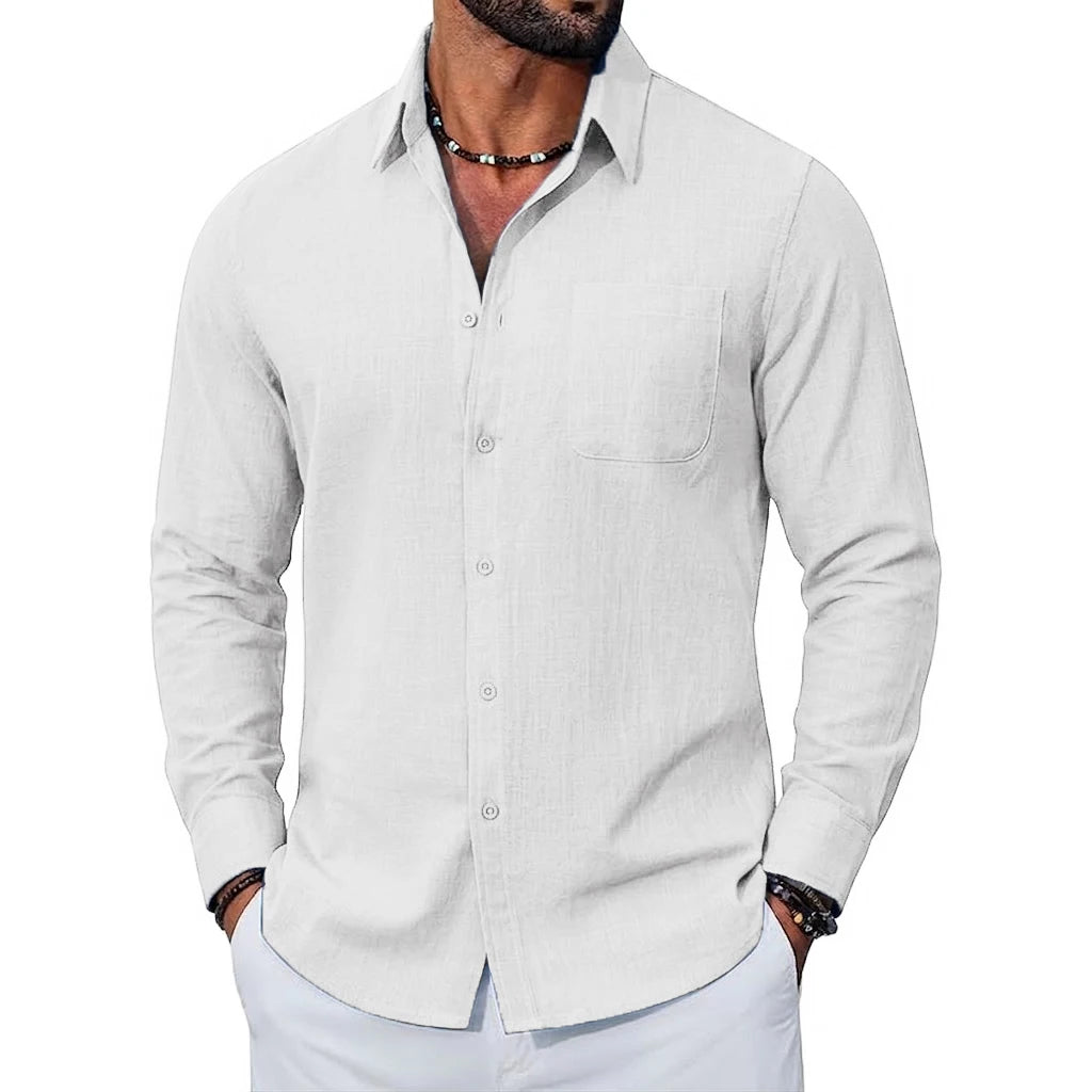 Men's Cotton Long Sleeve Casual Button Shirt