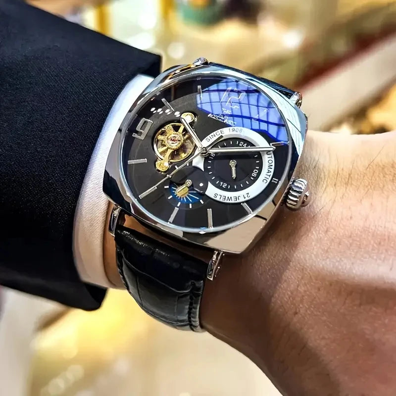 Retro Automatic Skeleton Men’s Watch With Leather Strap