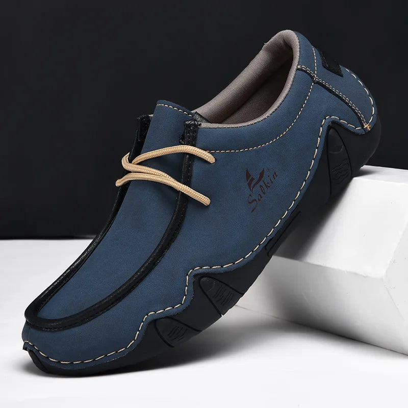 1801 Dark Blue Color Men’s PU Leather Casual Loafers – Slip-On Driving Shoes
