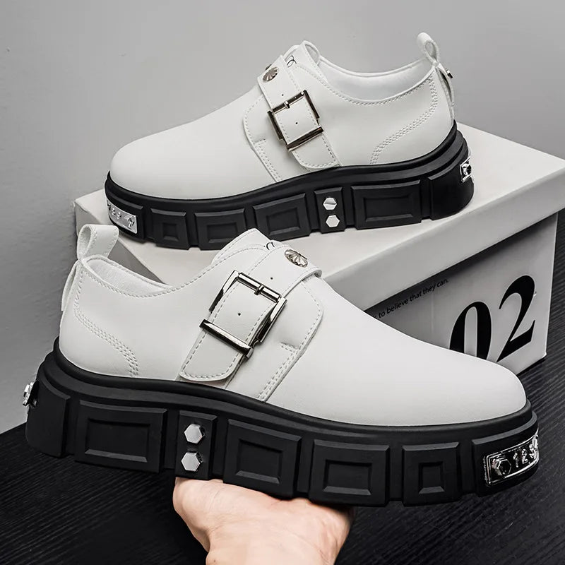 Men’s Casual Leather Sneakers – Breathable Height-Boost Design