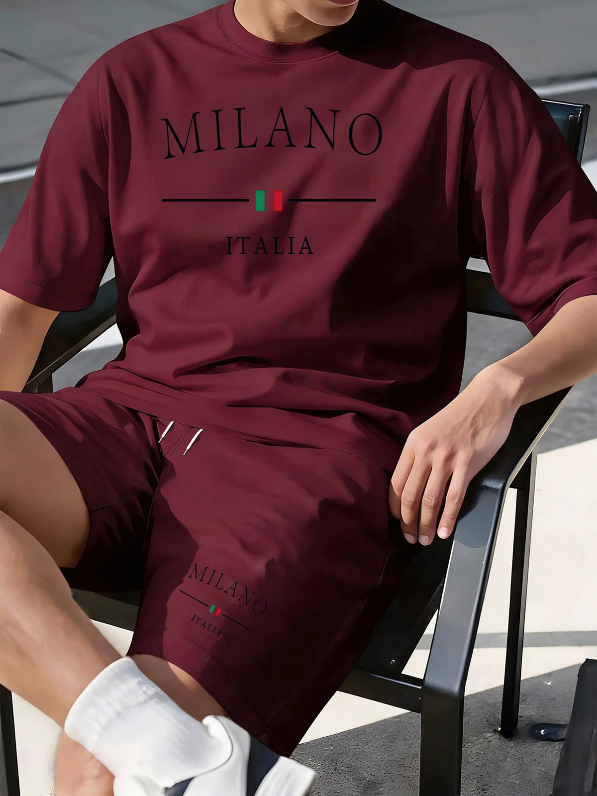 Men's Casual Sports Short Set With Printed T-Shirt
