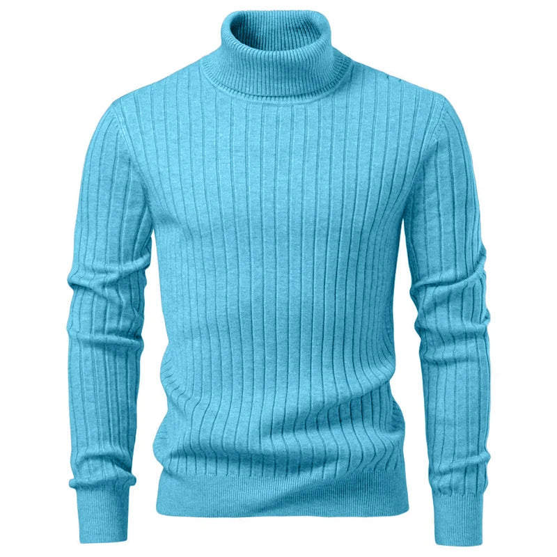 Men's Striped Turtleneck Knit Sweater – Warm Casual