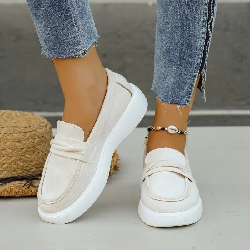 Women’s Suede Slip-On Loafers Flats Round Toe Casual