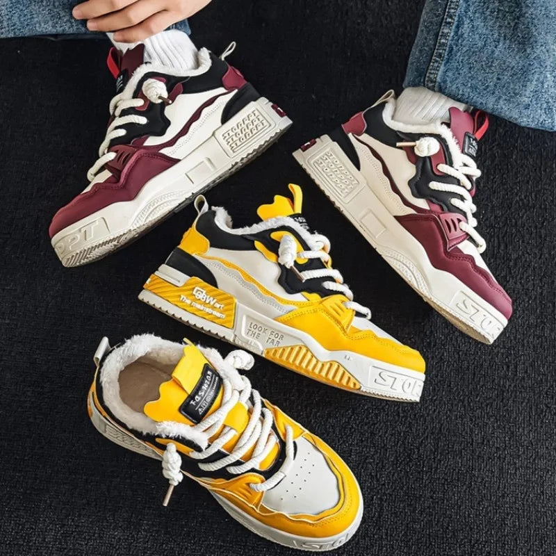 Men's Winter Plush Skate Sneakers Non-Slip Casual Shoes