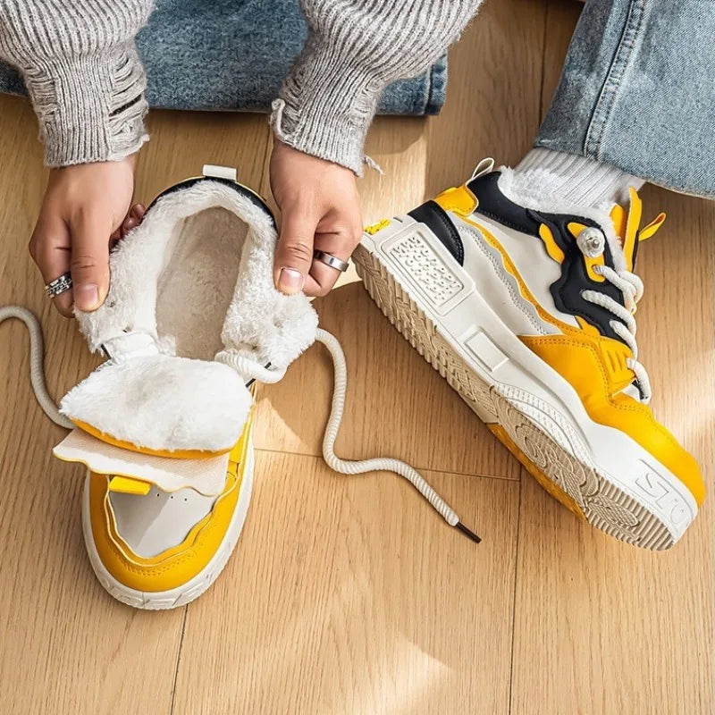 Men's Winter Plush Skate Sneakers Non-Slip Casual Shoes