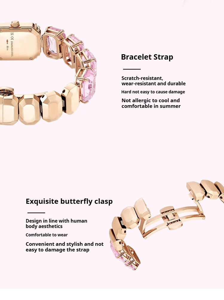 Women’s Square Luxury Quartz Watch With Steel Bracelet