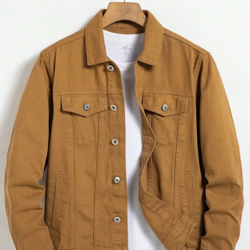 Men's Casual Denim Jacket Solid Button-Up Street Style