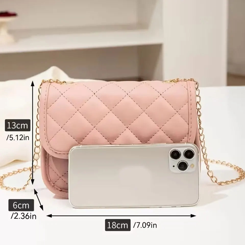 Women’s Quilted Patent Leather Shoulder Flap Bag