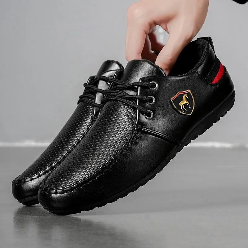 Men's Casual PU Loafers – Lightweight Rubber Sole
