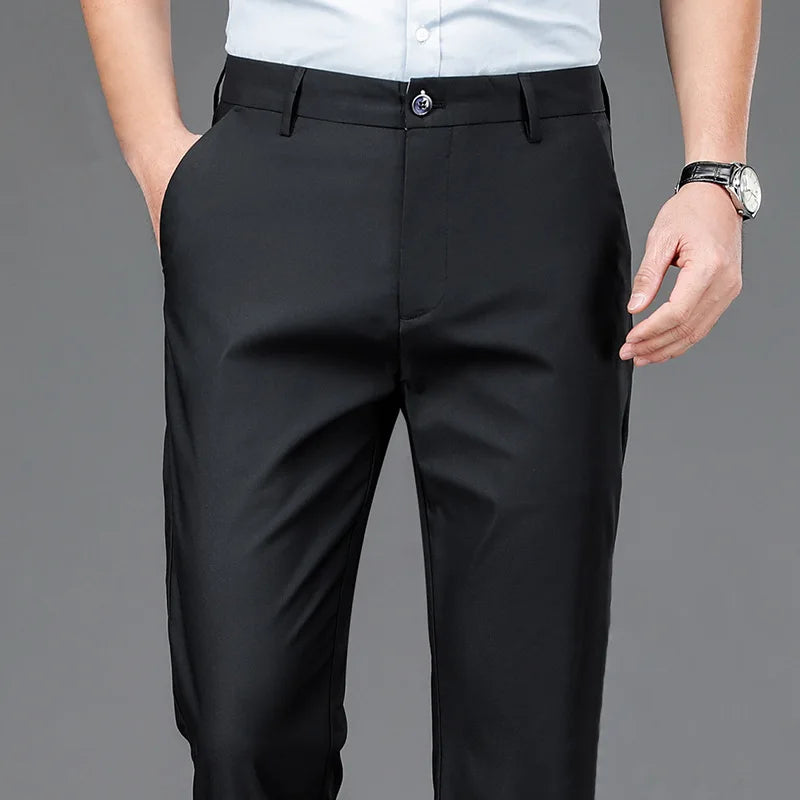 Men’s Smart Casual Stretch Trousers Fast-Dry Straight