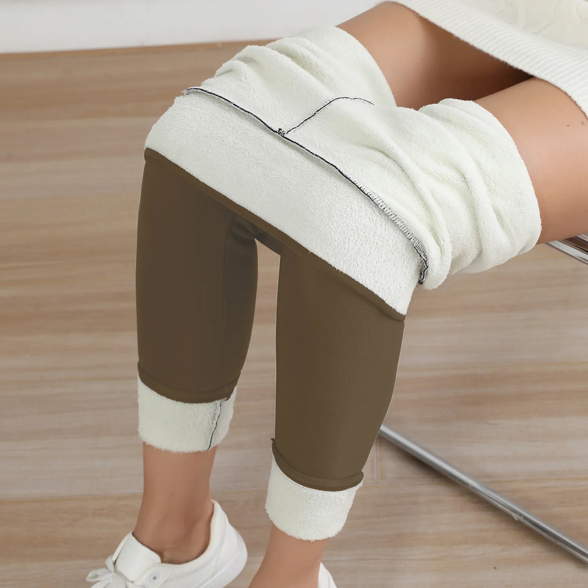 Coffee Color Women’s Fleece Lined High Waist Thermal Leggings