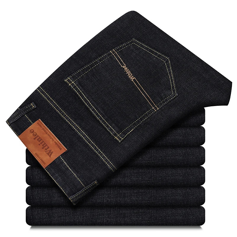 1836BLK Color Men's Straight Fit Business Jeans Classic Denim Pants