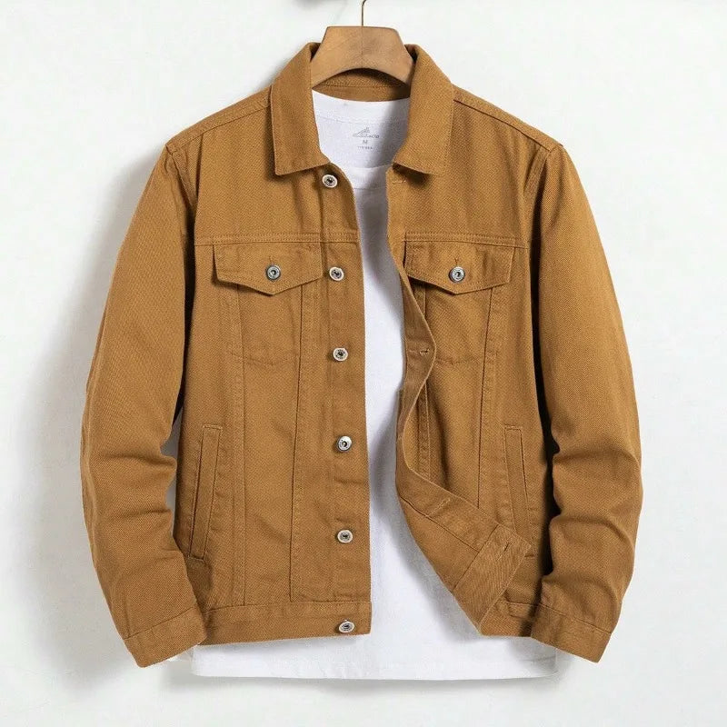 Men's Casual Denim Jacket Solid Button-Up Street Style
