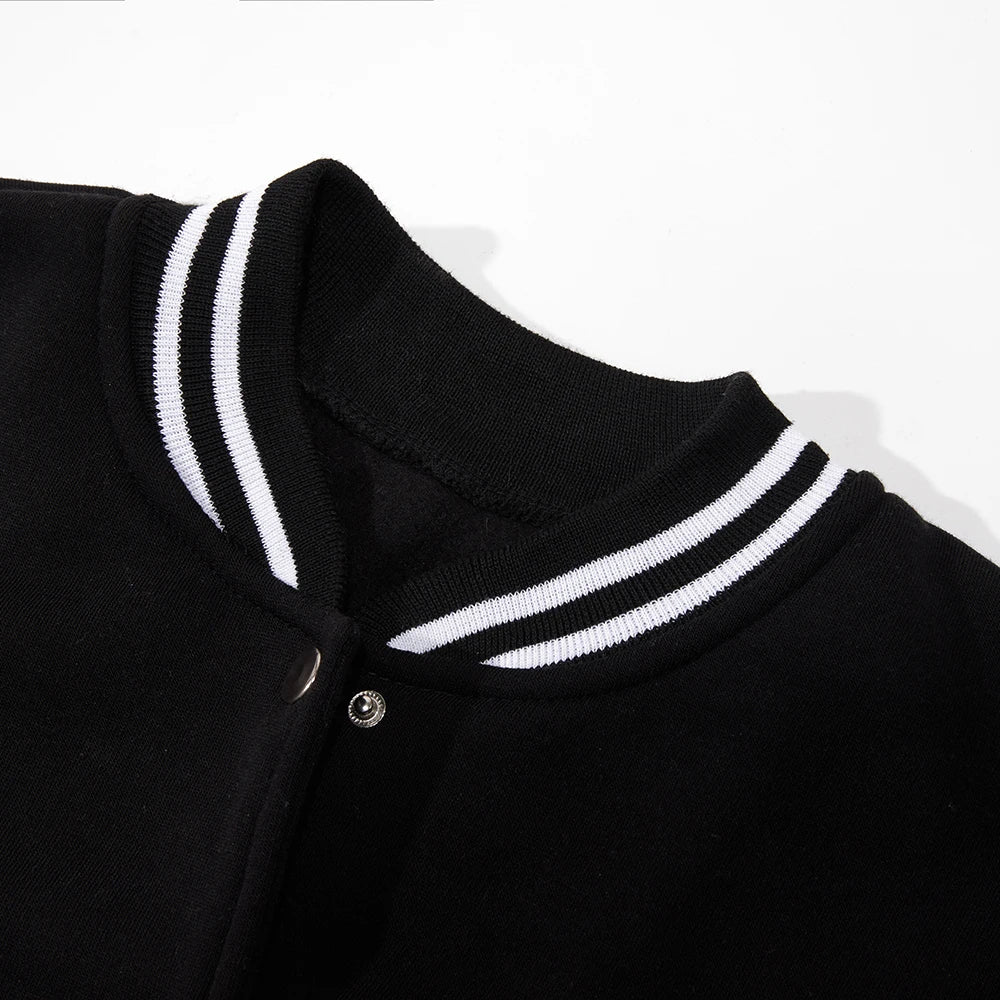 Unisex Fleece Baseball Jacket – Casual High Street Style