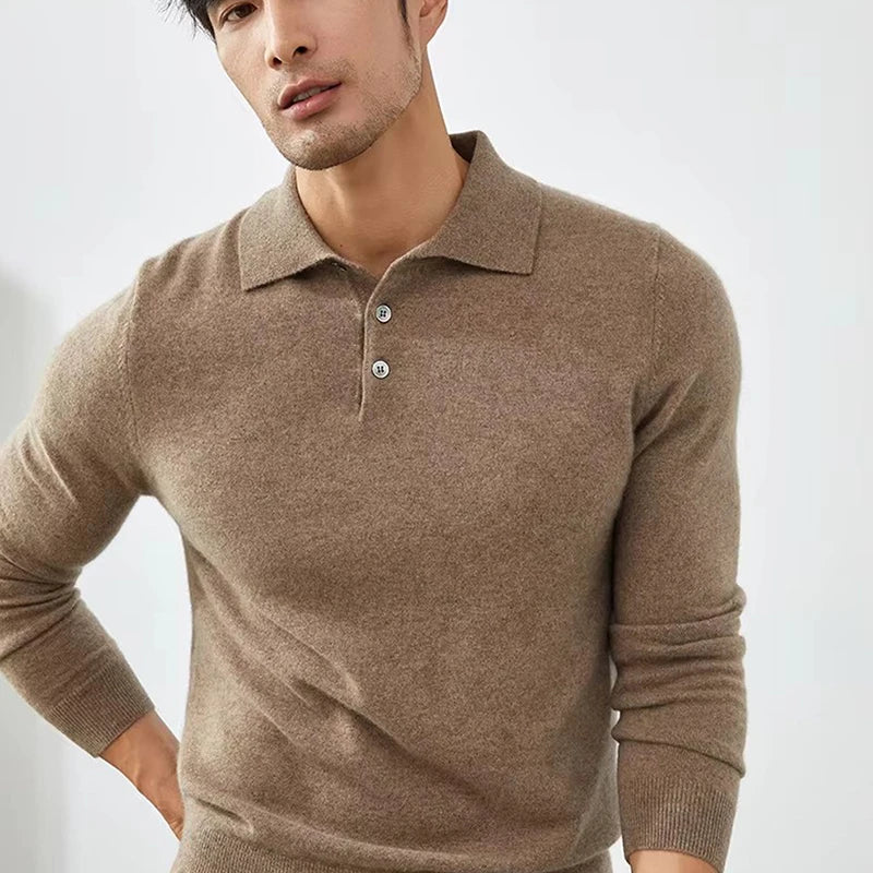 Men's Wool Knit Polo Sweater – Warm Autumn Winter Top
