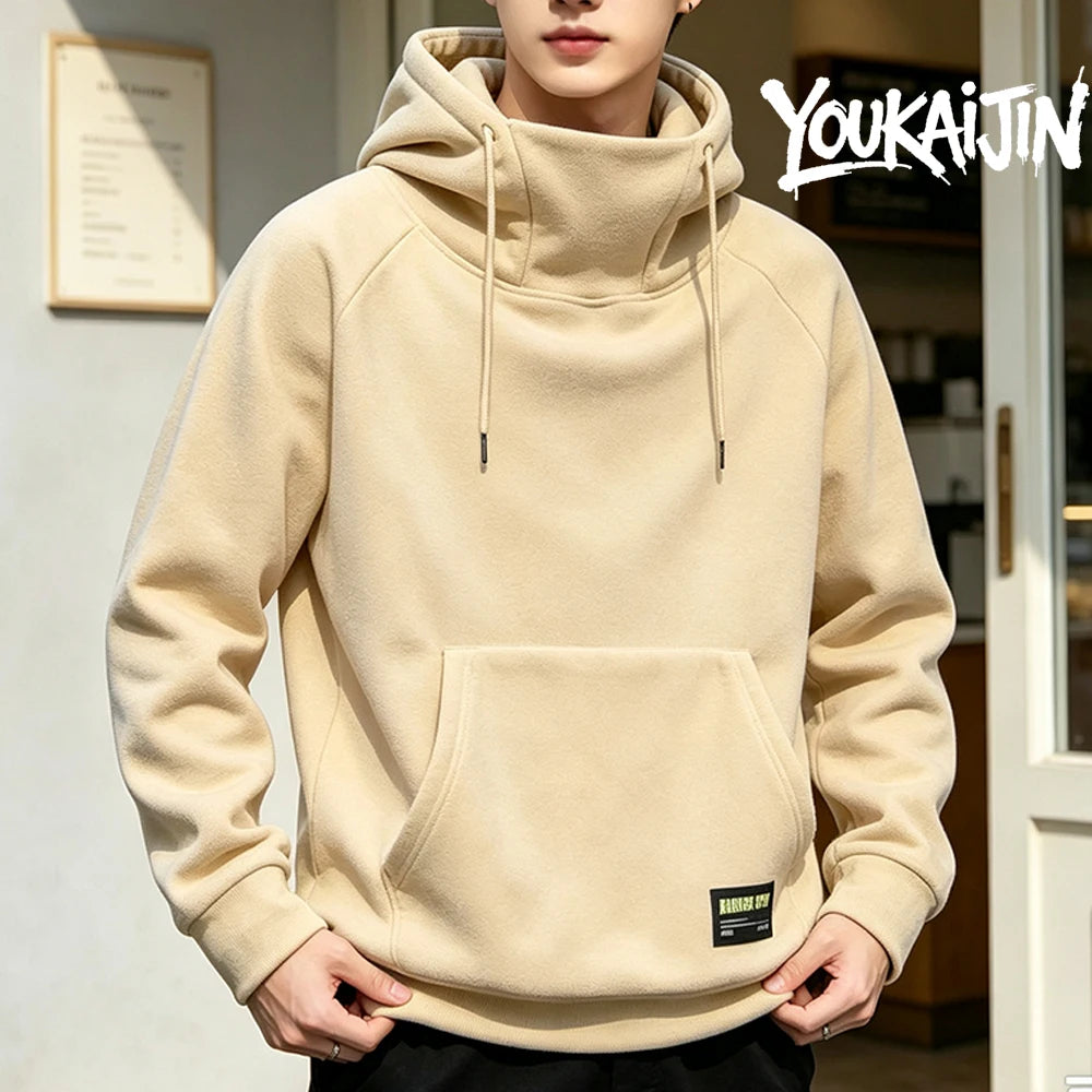 Men's Fleece Hoodie Sweatshirt Solid Color Pullover