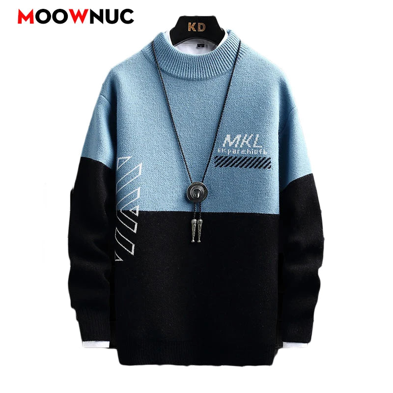Men's Solid Knit Pullover Sweater – Casual Warm O-Neck