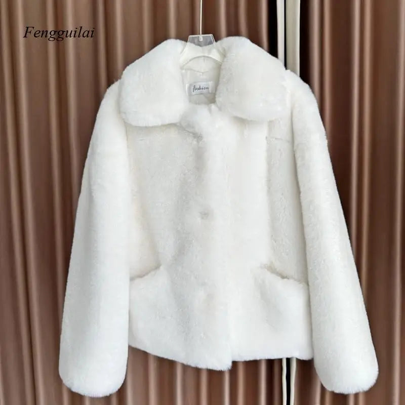Women’s Faux Fur Coat – Long Loose Casual Winter Jacket