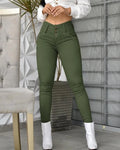 Military green Color Women’s High Waist Slim Pencil Pants – Full Length