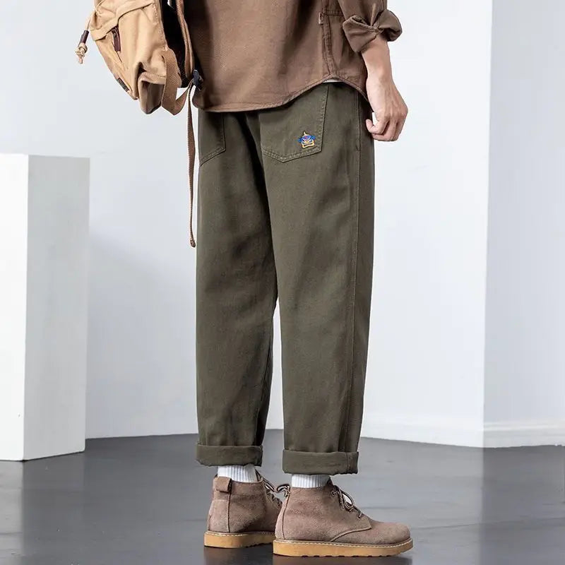 Men's Cotton Cargo Pants With Pockets And Drawstring