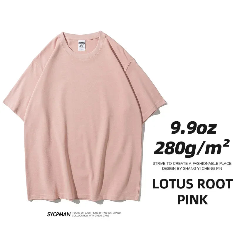 Lotus root Pink Color Men's Heavyweight Oversized T-Shirt 280gsm Cotton