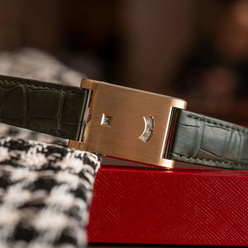 Men's Rectangular Quartz Watch – Leather Band, Shock Resistant