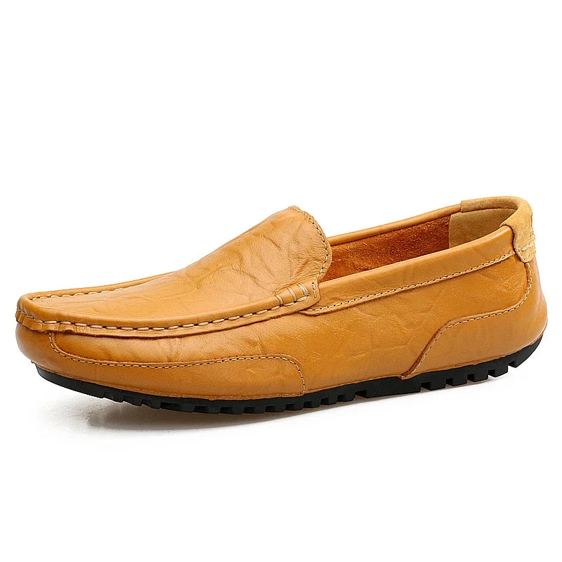 Men’s Genuine Leather Loafers – Breathable Slip-On Driving Shoes