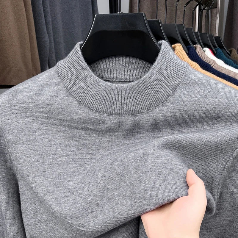 Men's Mock Neck Knit Sweater Pullover for Autumn Winter