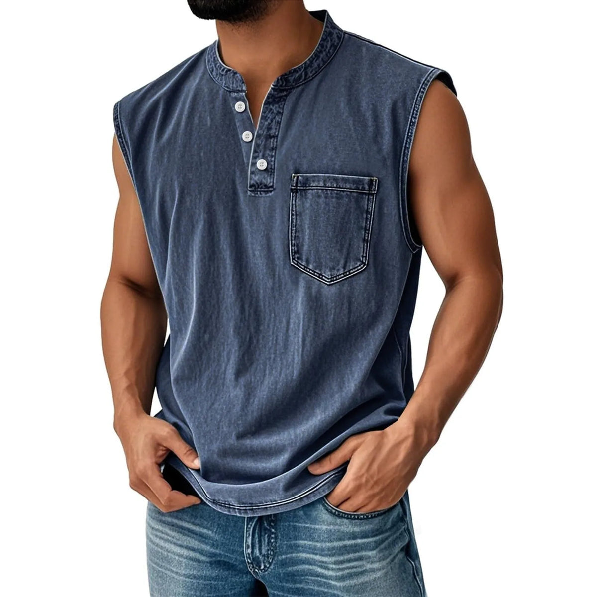 Men’s Lightweight Fitted Tee With Henley Collar