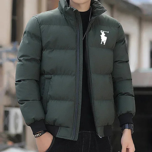 Men’s Casual Puffer Jacket With Stand Collar Zipper