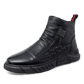 black Color Men’s Mid-Calf Chelsea Boots – Warm Lined Street Style