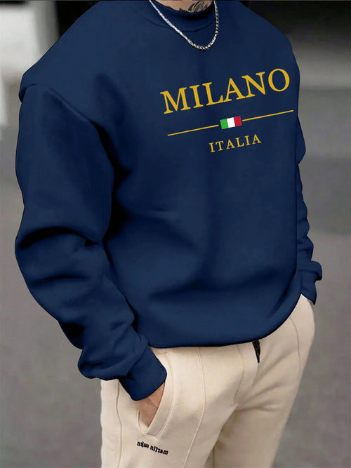 Men's Autumn Winter Geometric Print Pullover Sweatshirt