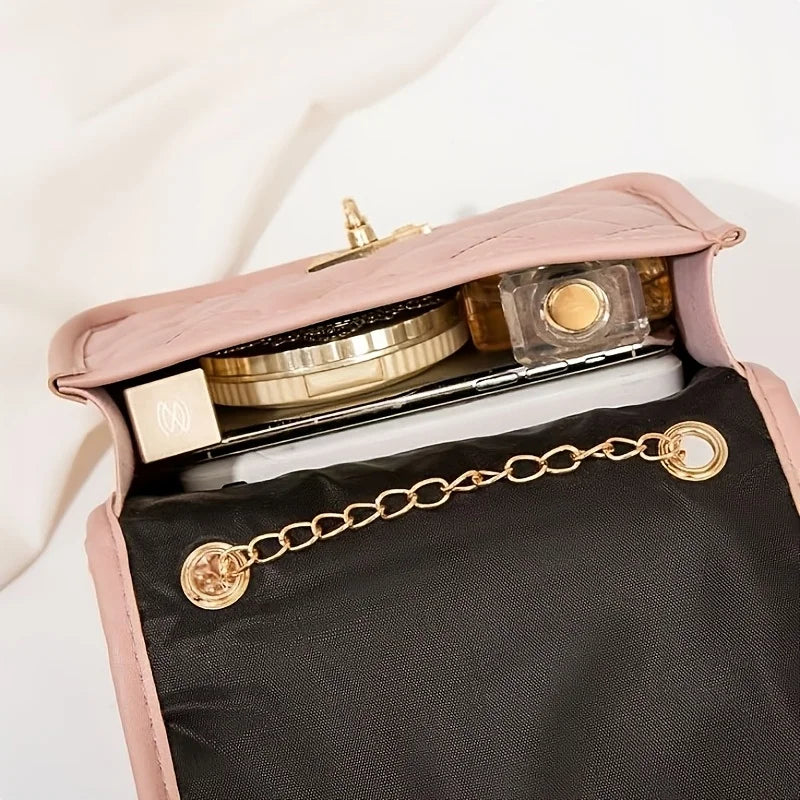 Women’s Quilted Patent Leather Shoulder Flap Bag