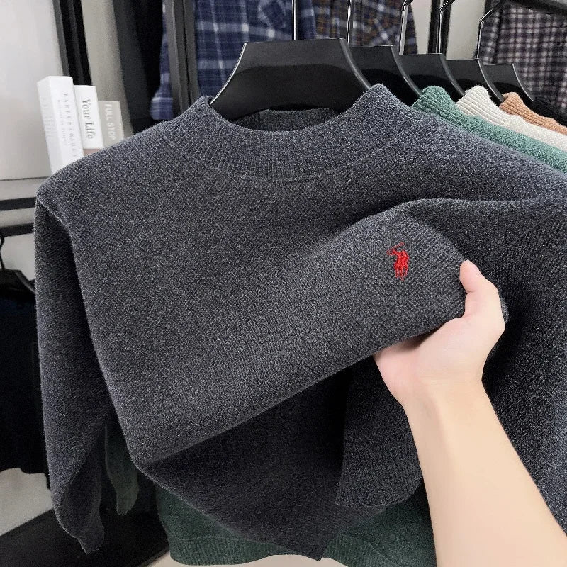 Men's Embroidered Horse Knit Sweater Pullover