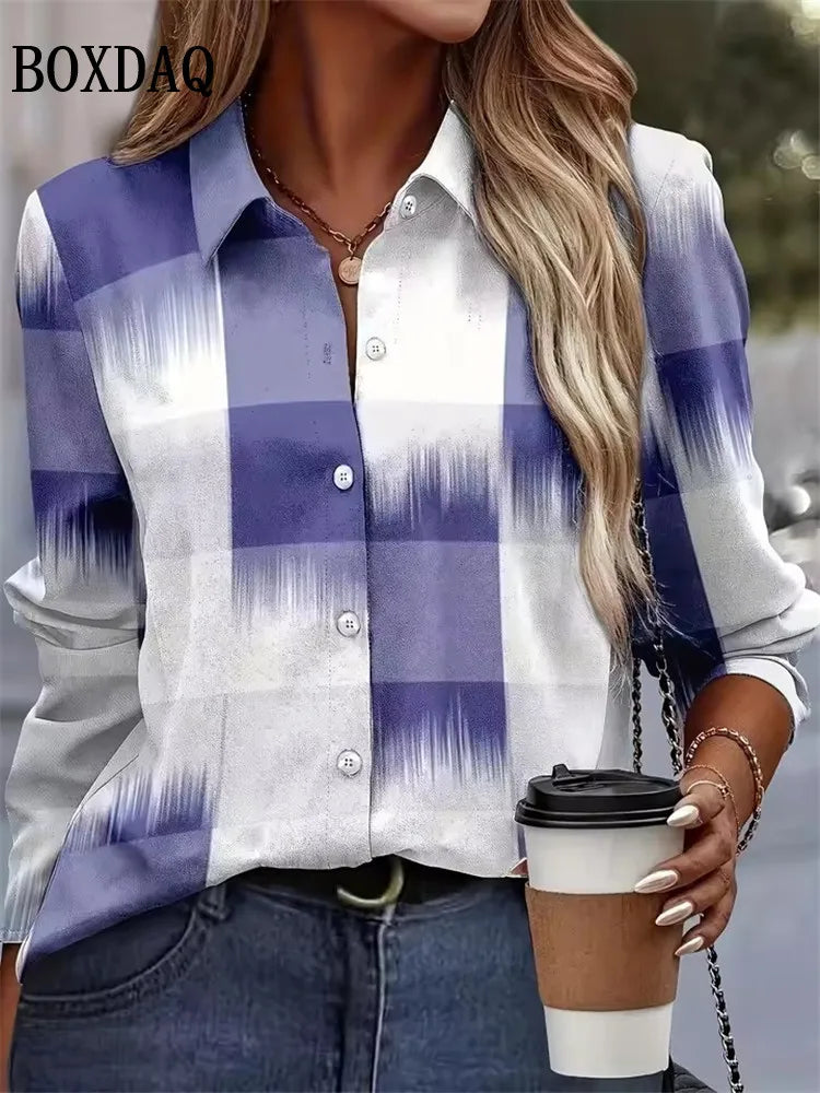 Women’s Chiffon Button-Up Blouse with Floral Print